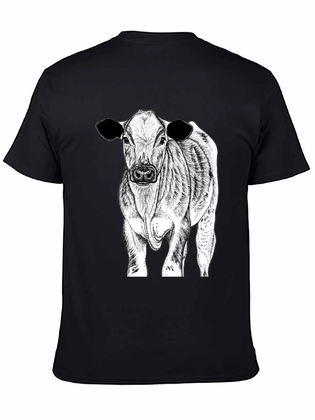 Cow Graphic Tee - Black Cotton Blend