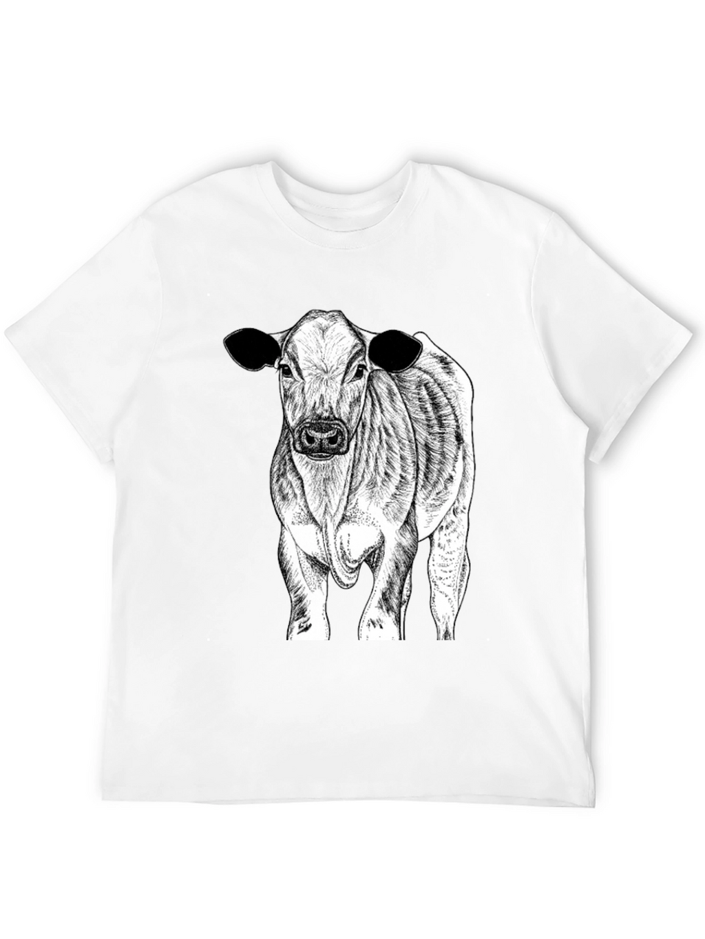 Cow Graphic Tee - Black Cotton Blend