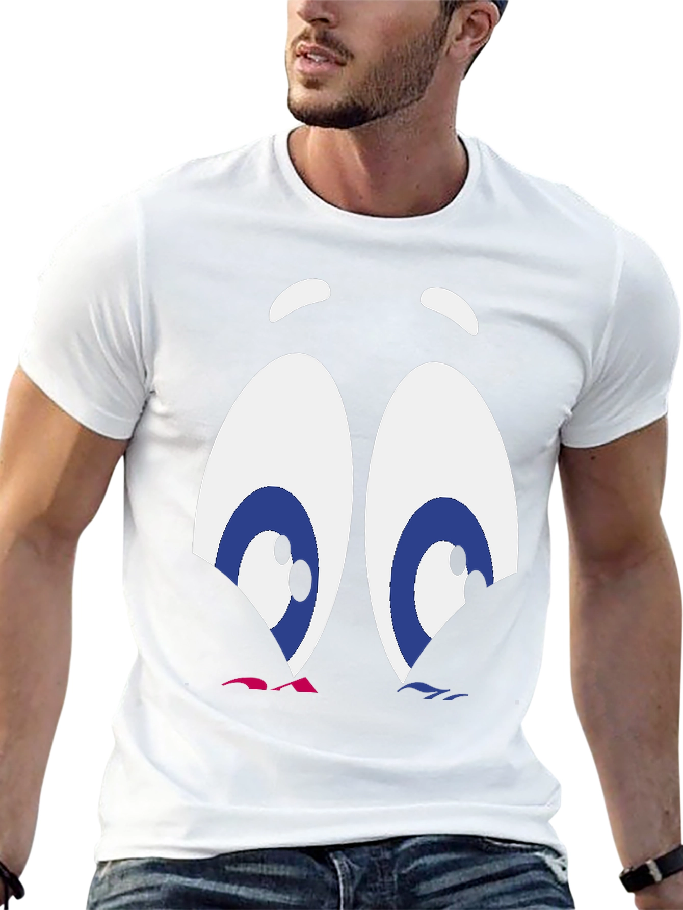 Cartoon Eyes Graphic T-Shirt - Funny Expression Tee