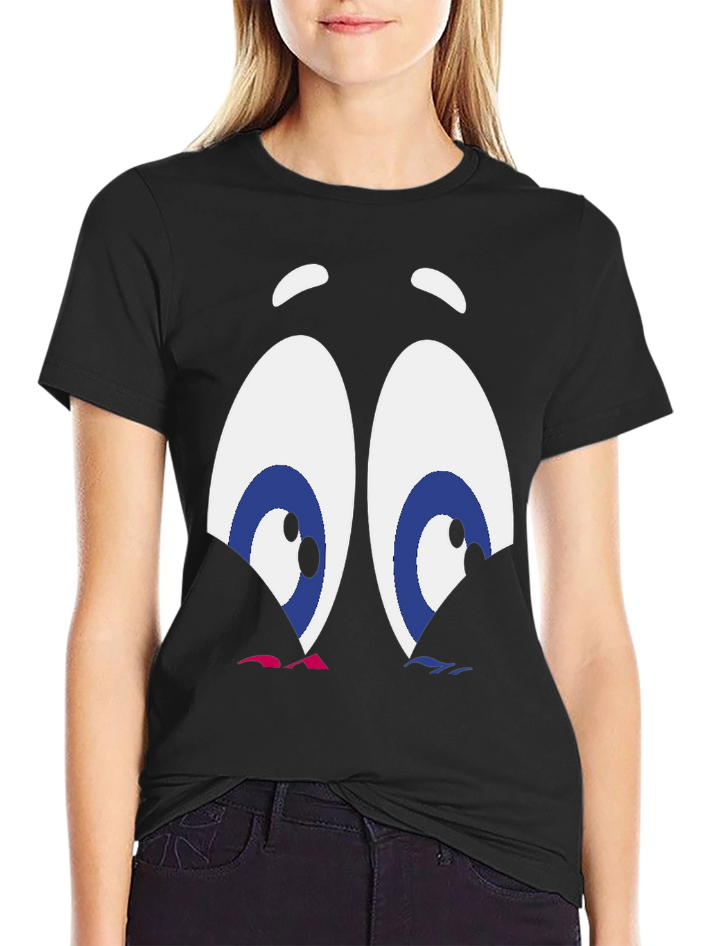 Cartoon Eyes Graphic T-Shirt - Funny Expression Tee