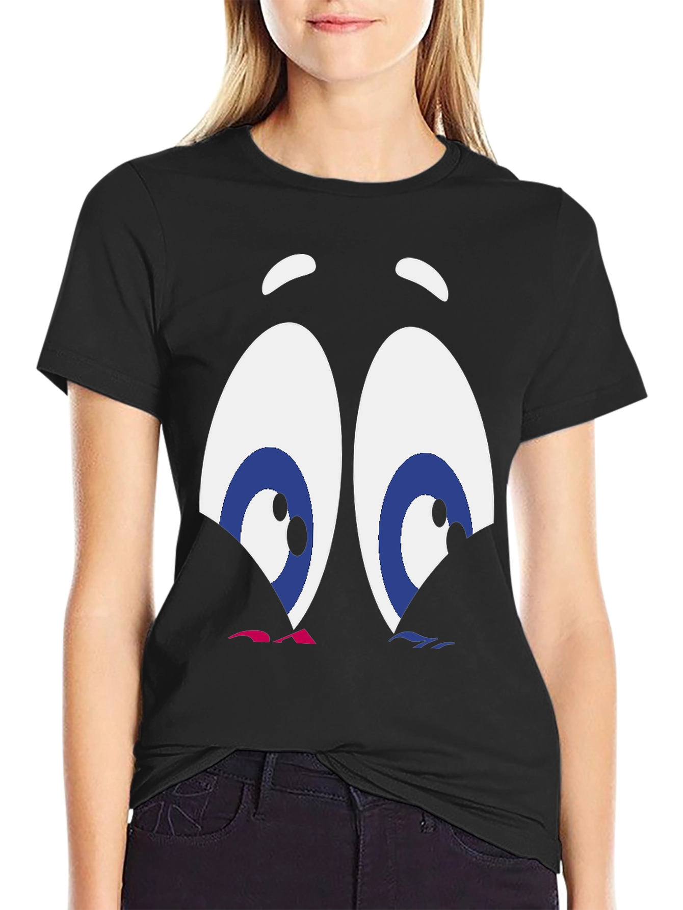 Cartoon Eyes Graphic T-Shirt - Funny Expression Tee
