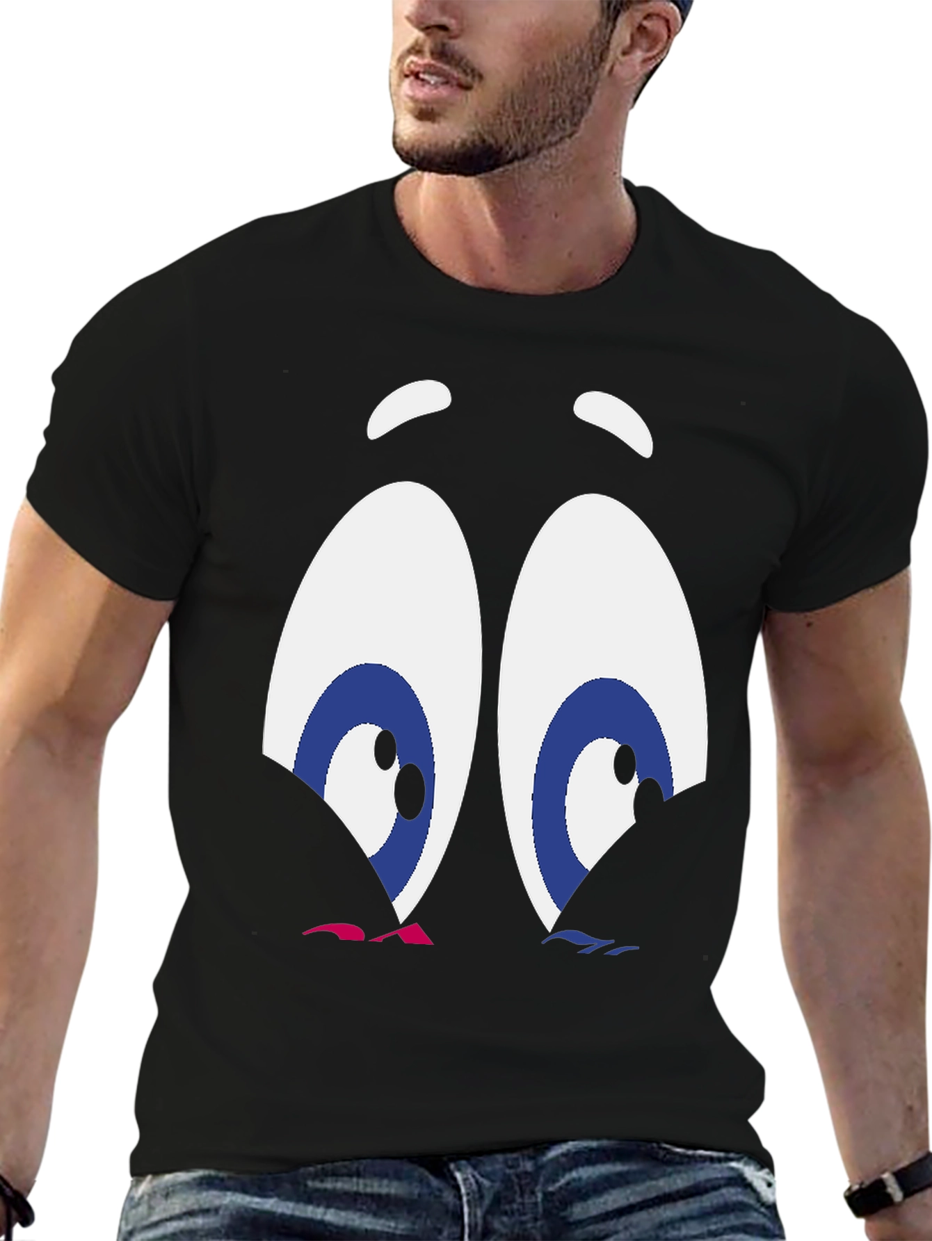 Cartoon Eyes Graphic T-Shirt - Funny Expression Tee