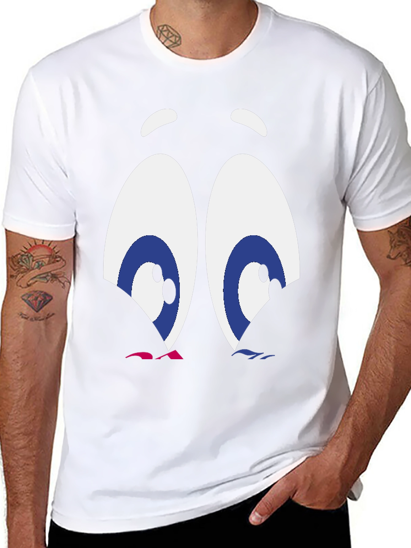 Cartoon Eyes Graphic T-Shirt - Funny Expression Tee