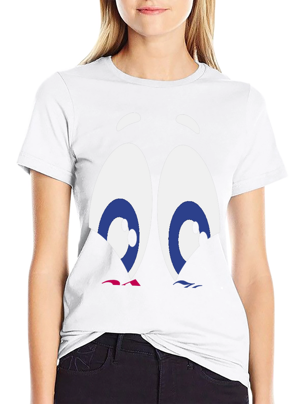 Cartoon Eyes Graphic T-Shirt - Funny Expression Tee