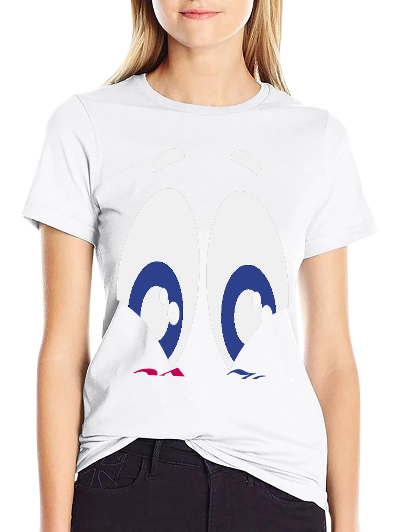 Cartoon Eyes Graphic T-Shirt - Funny Expression Tee