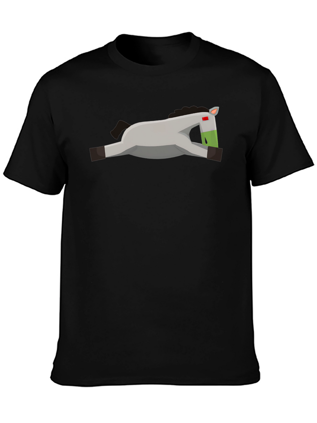 Geometric Horse Graphic Tee - Casual Black T-Shirt