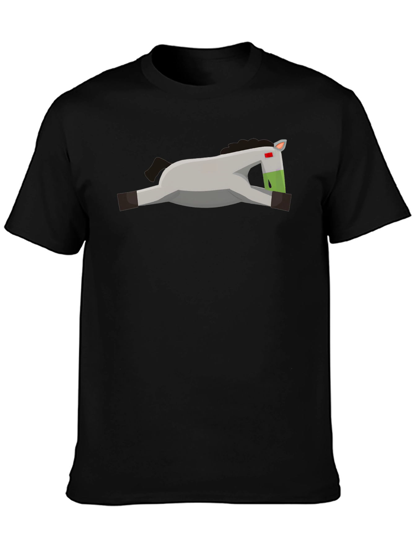 Geometric Horse Graphic Tee - Casual Black T-Shirt