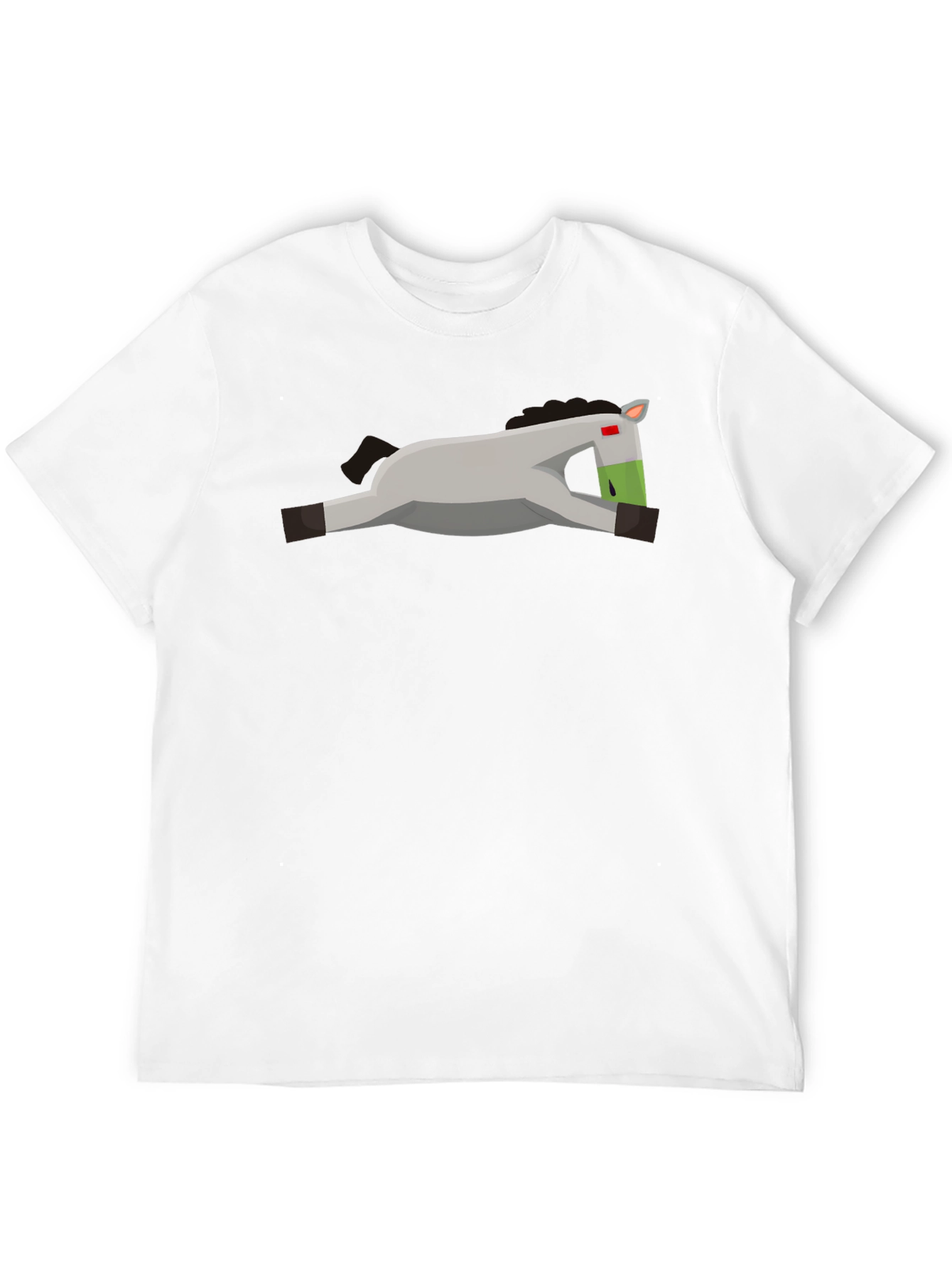 Geometric Horse Graphic Tee - Casual Black T-Shirt