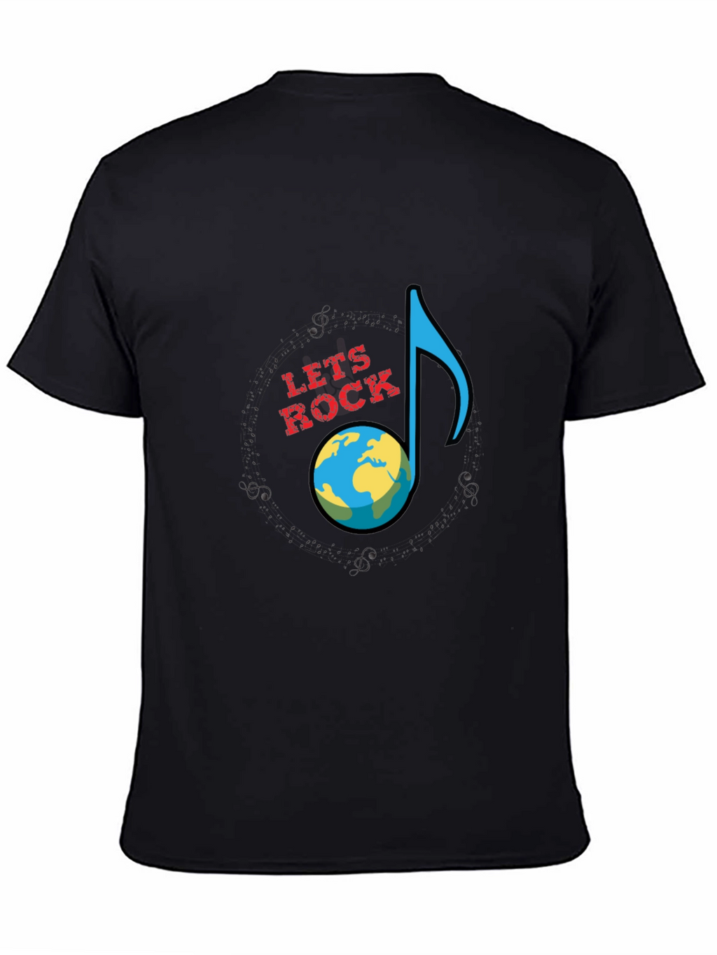 Lets Rock Planet Earth Graphic T-Shirt - Black