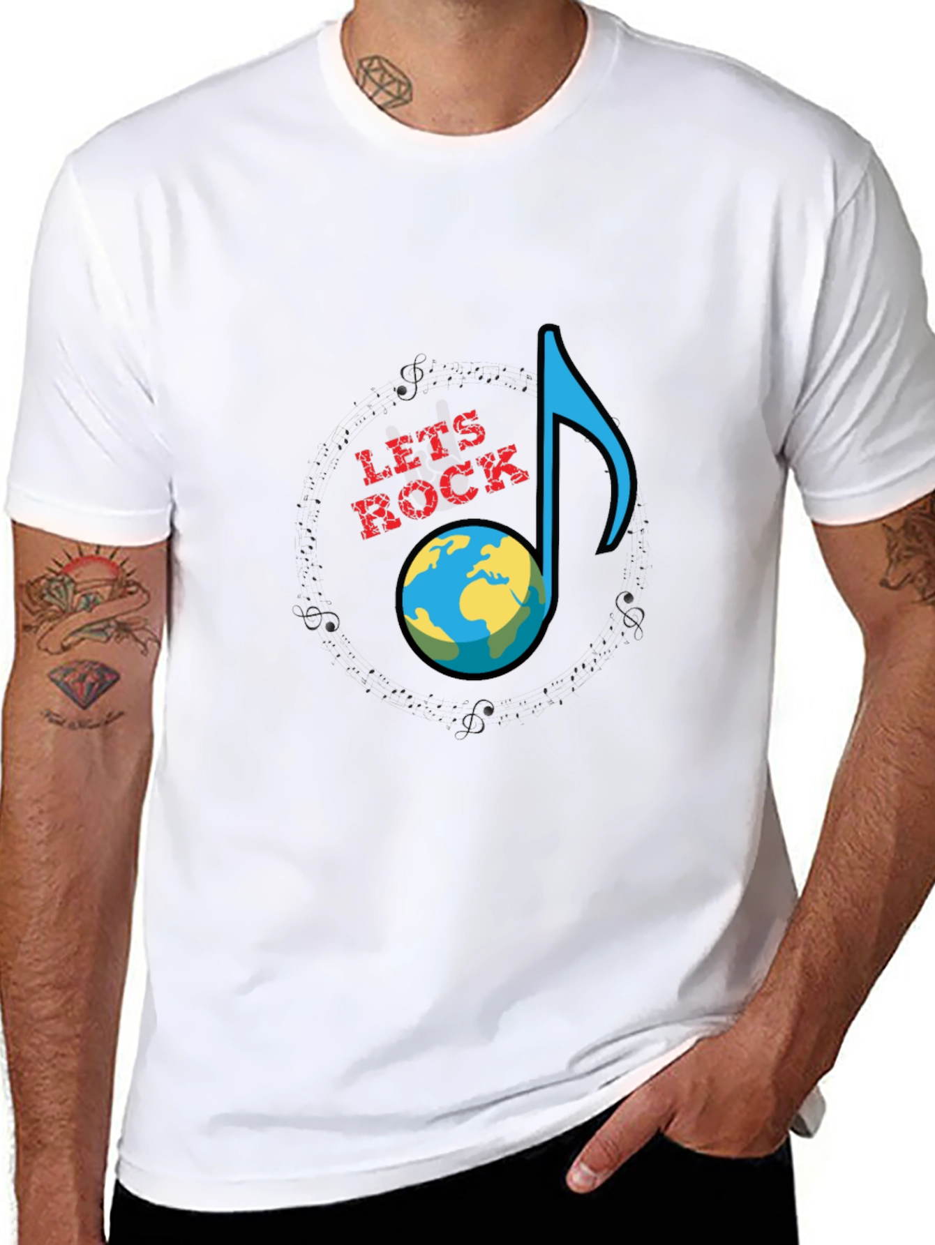 Lets Rock Planet Earth Graphic T-Shirt - Black