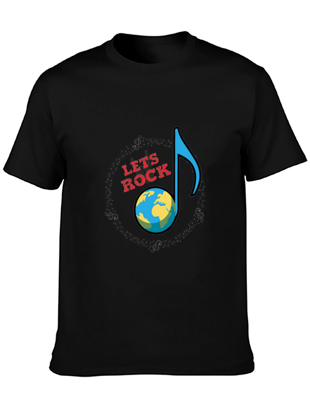 Lets Rock Planet Earth Graphic T-Shirt - Black