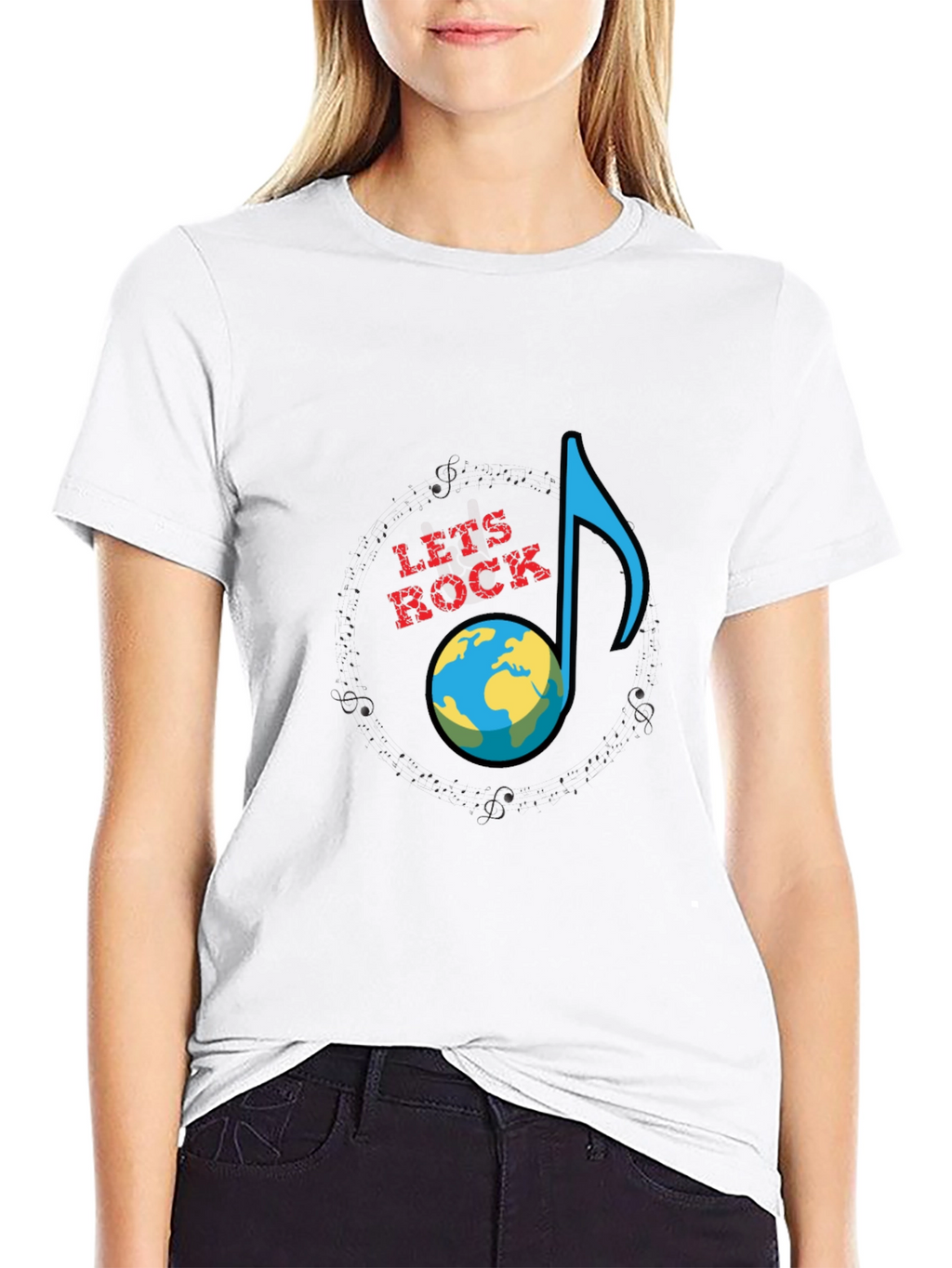 Lets Rock Planet Earth Graphic T-Shirt - Black