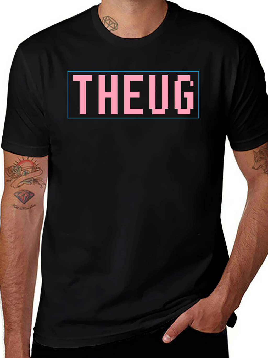 THEUG Pixel Graphic T-Shirt - Black Cotton Blend Tee