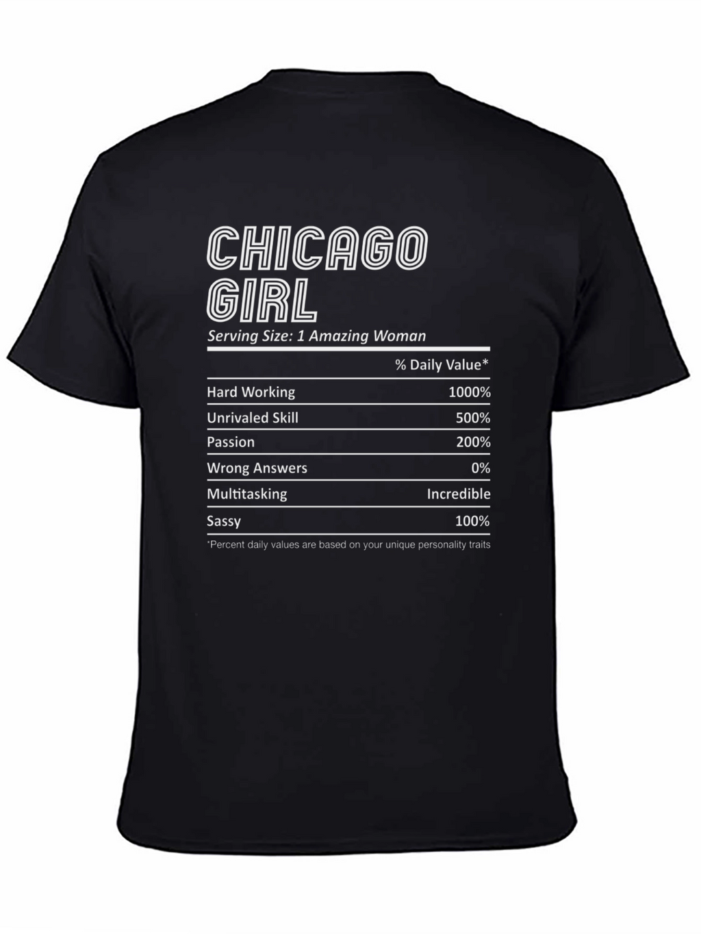 Chicago Girl Nutrition Facts T-Shirt