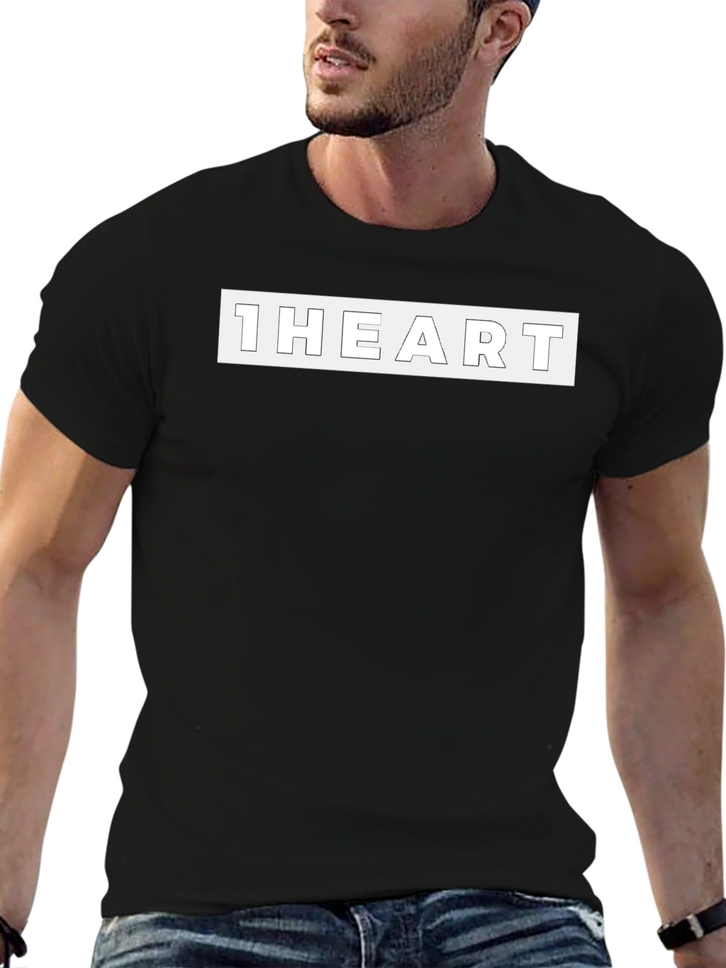 Black 1HEART Graphic Tee - Modern Casual