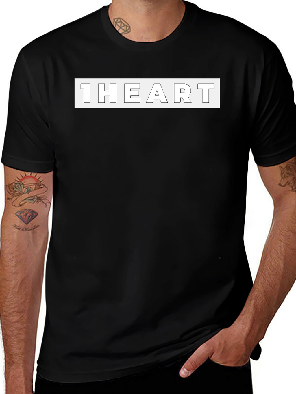 Black 1HEART Graphic Tee - Modern Casual