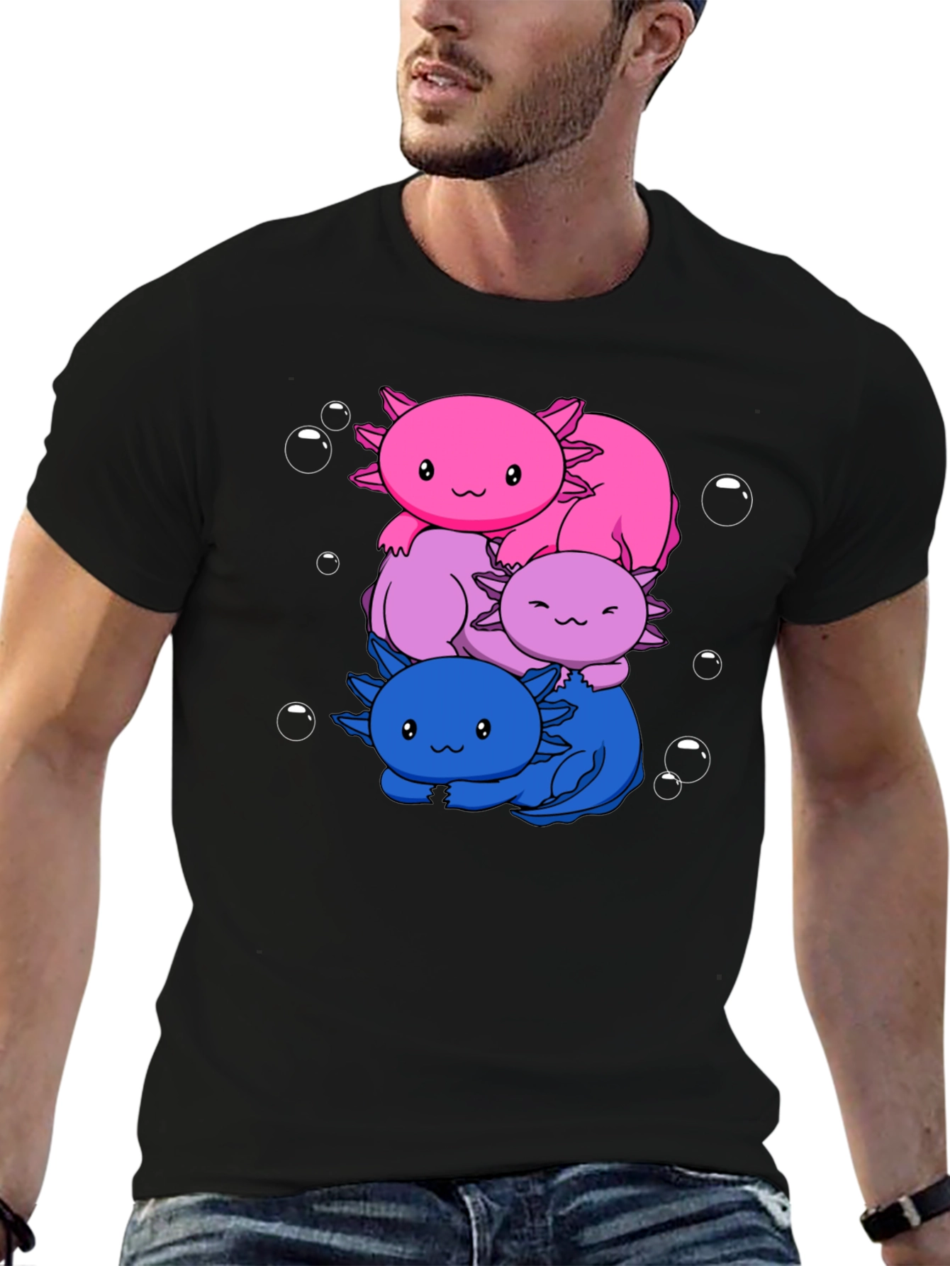 Axolotl Stack Graphic Tee - Kawaii Style