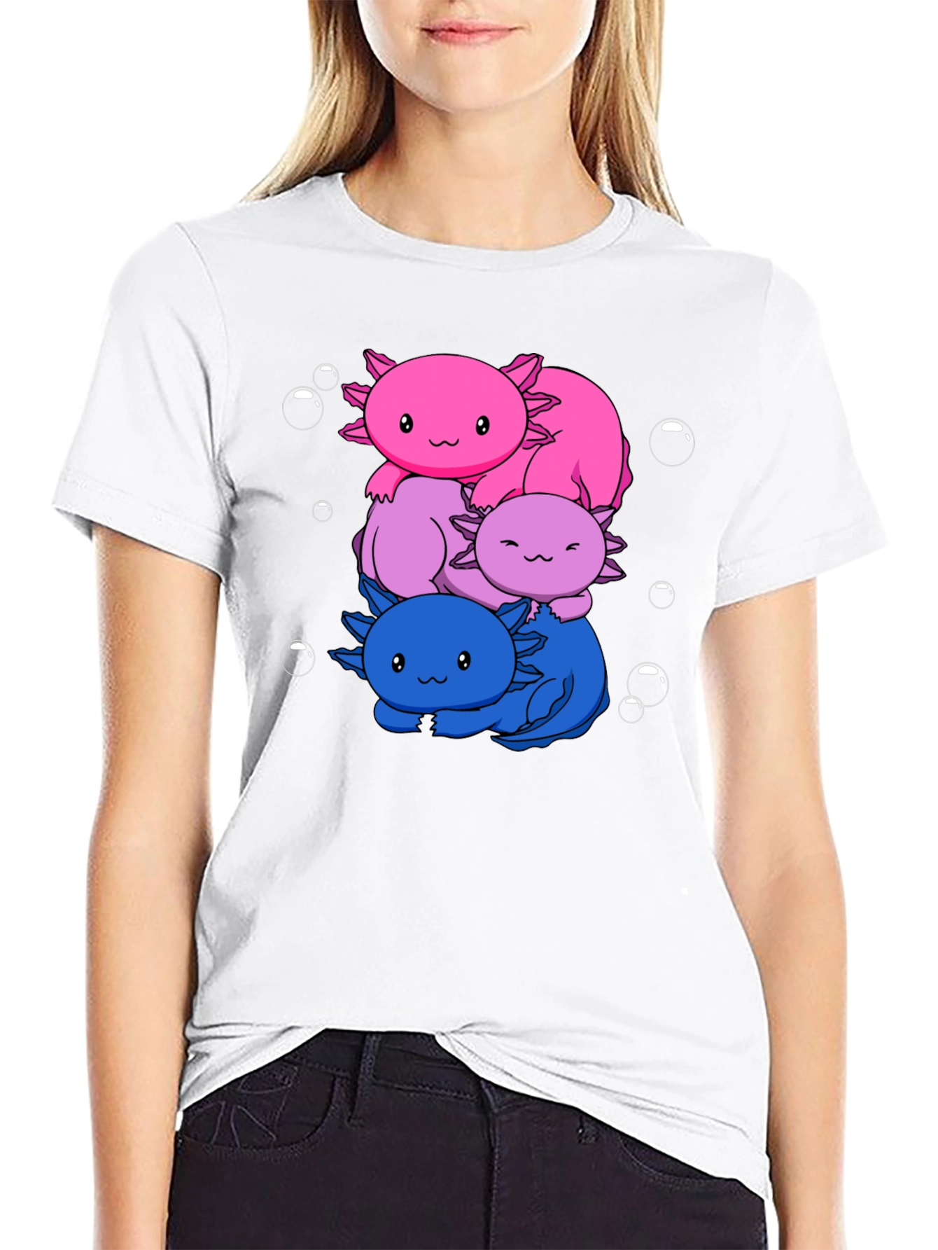 Axolotl Stack Graphic Tee - Kawaii Style