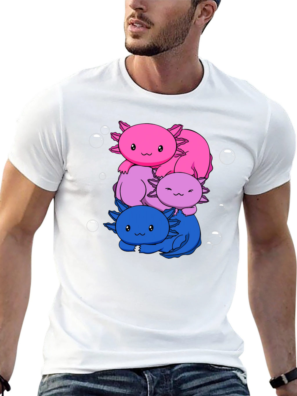 Axolotl Stack Graphic Tee - Kawaii Style