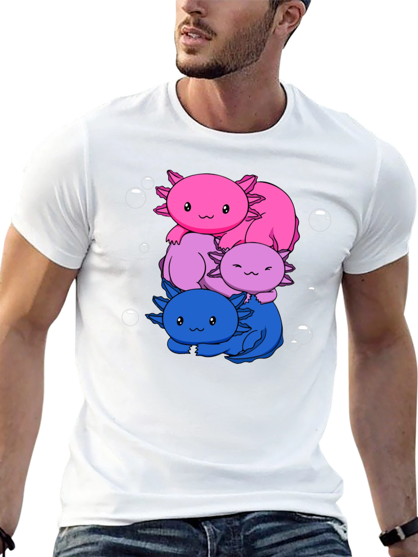 Axolotl Stack Graphic Tee - Kawaii Style