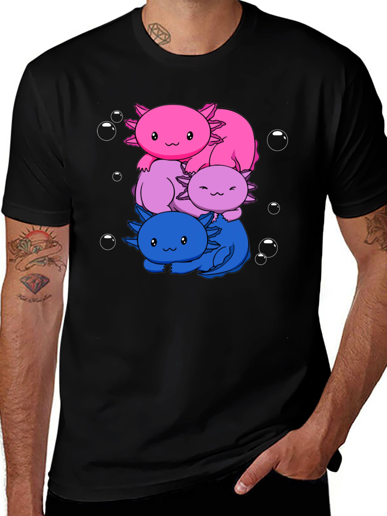 Axolotl Stack Graphic Tee - Kawaii Style