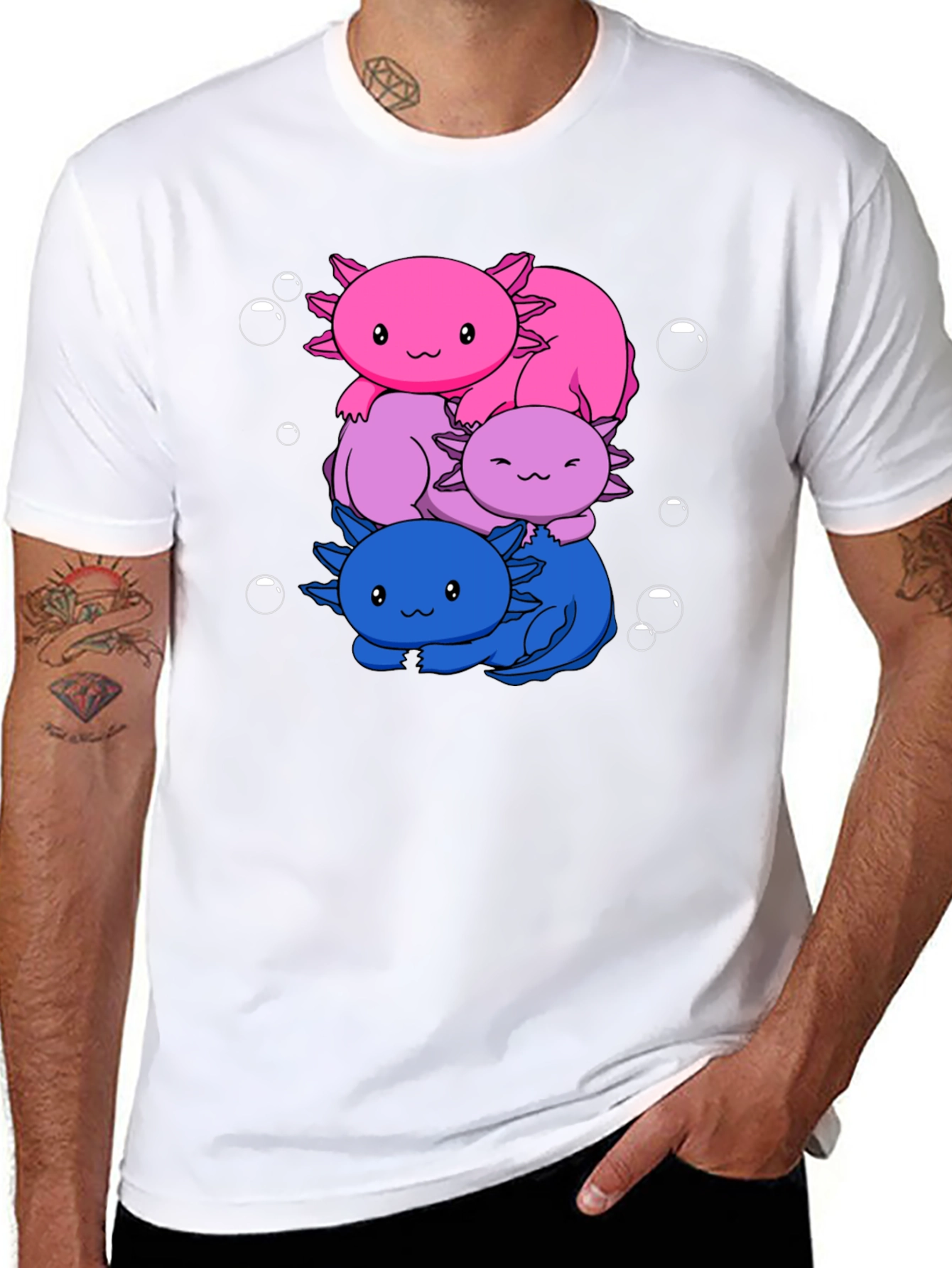 Axolotl Stack Graphic Tee - Kawaii Style