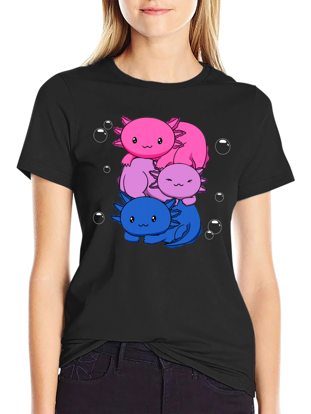 Axolotl Stack Graphic Tee - Kawaii Style