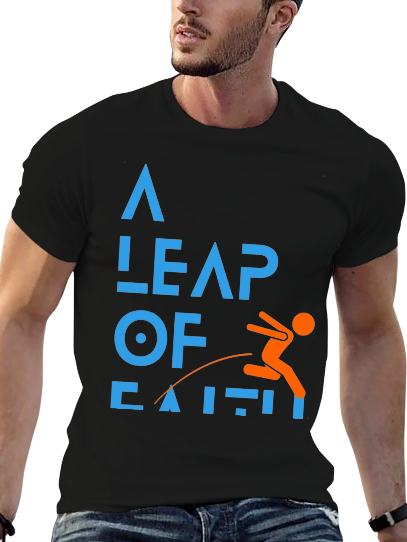 A Leap of Faith Graphic Tee - Black Cotton T-Shirt