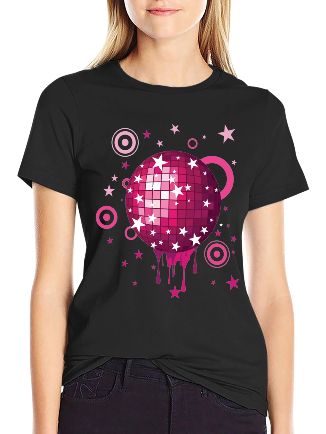 Retro Disco Ball Graphic Tee - Mens Black T-Shirt