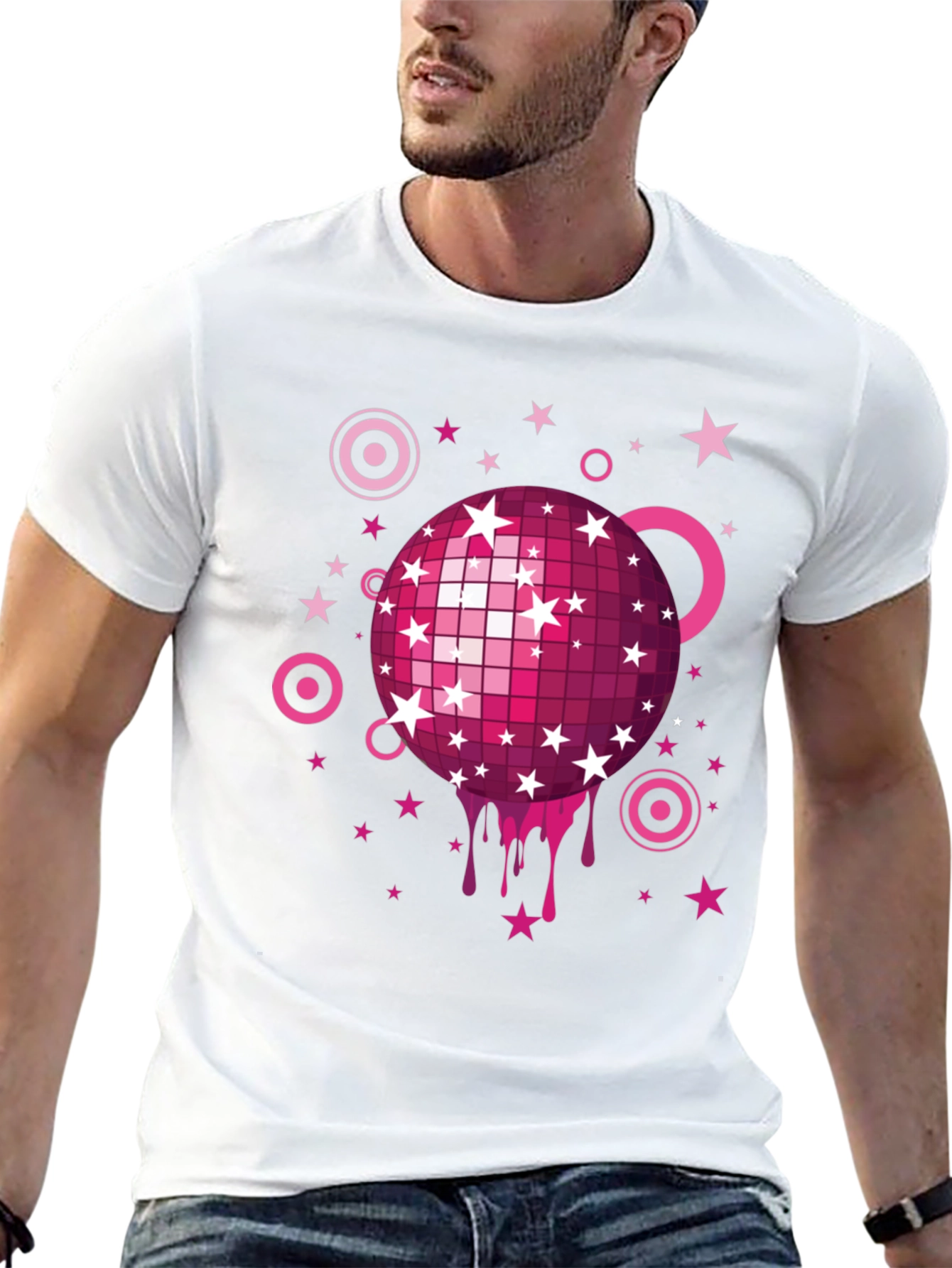 Retro Disco Ball Graphic Tee - Mens Black T-Shirt
