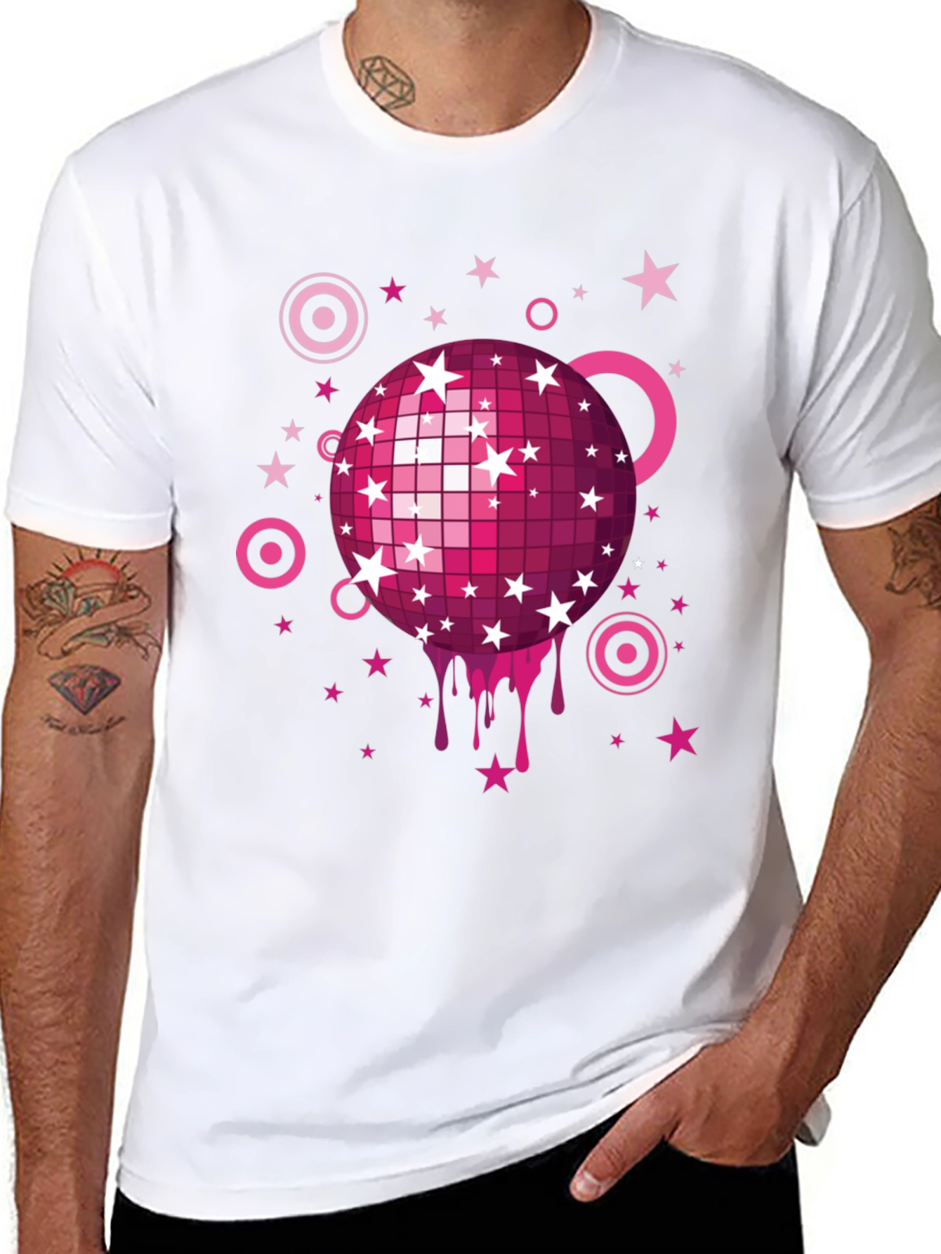 Retro Disco Ball Graphic Tee - Mens Black T-Shirt