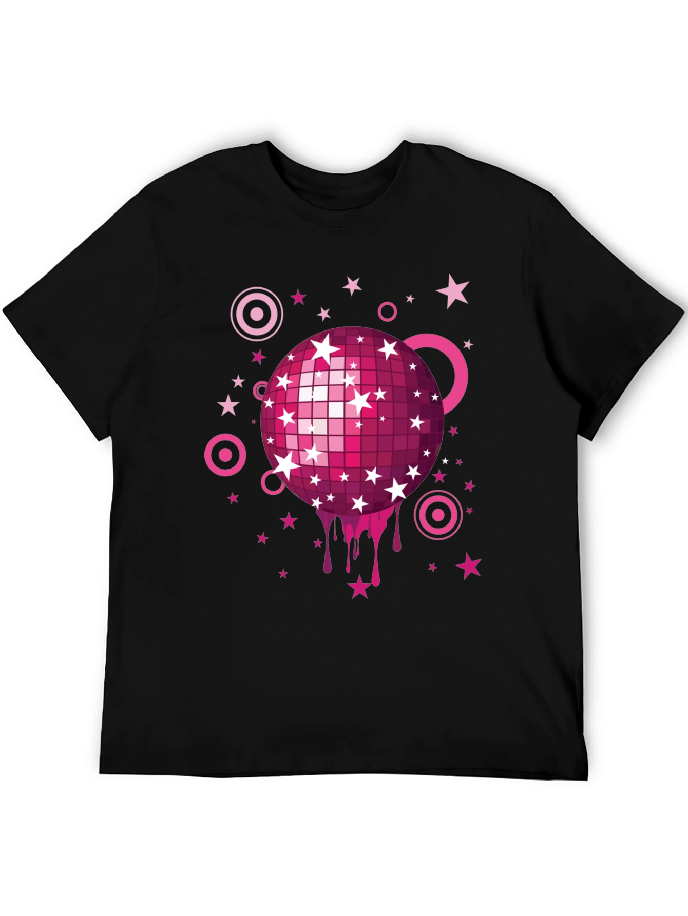 Retro Disco Ball Graphic Tee - Mens Black T-Shirt