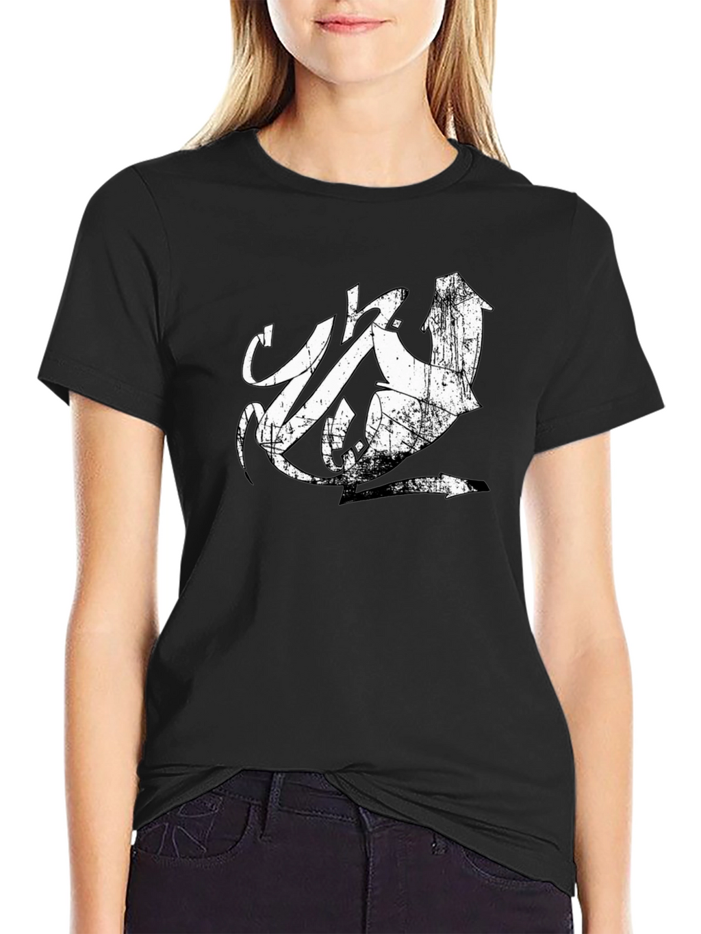 Distressed Urban Graphic Tee - Black