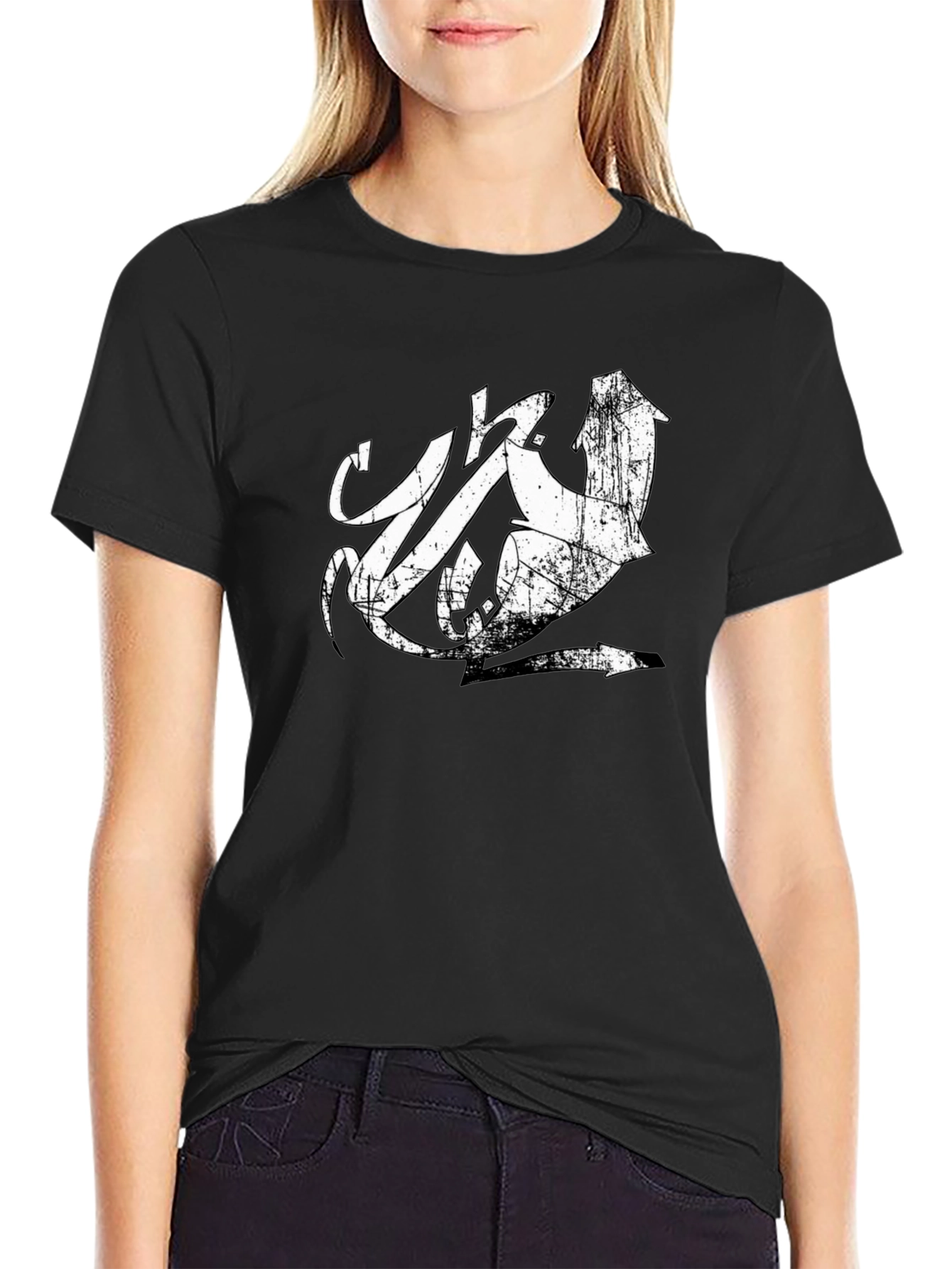 Distressed Urban Graphic Tee - Black
