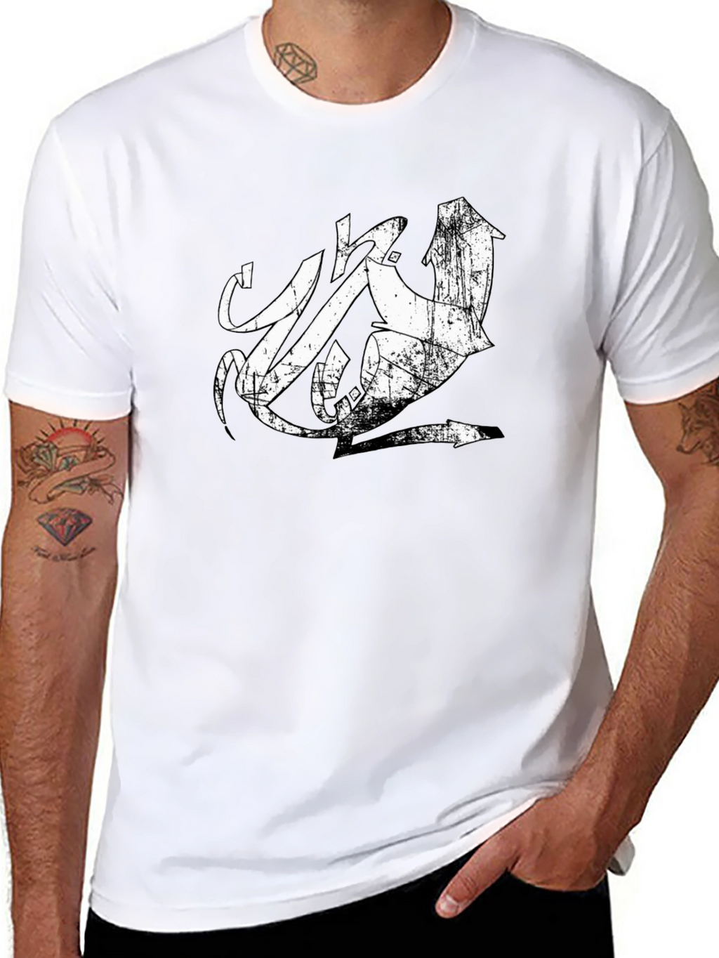 Distressed Urban Graphic Tee - Black
