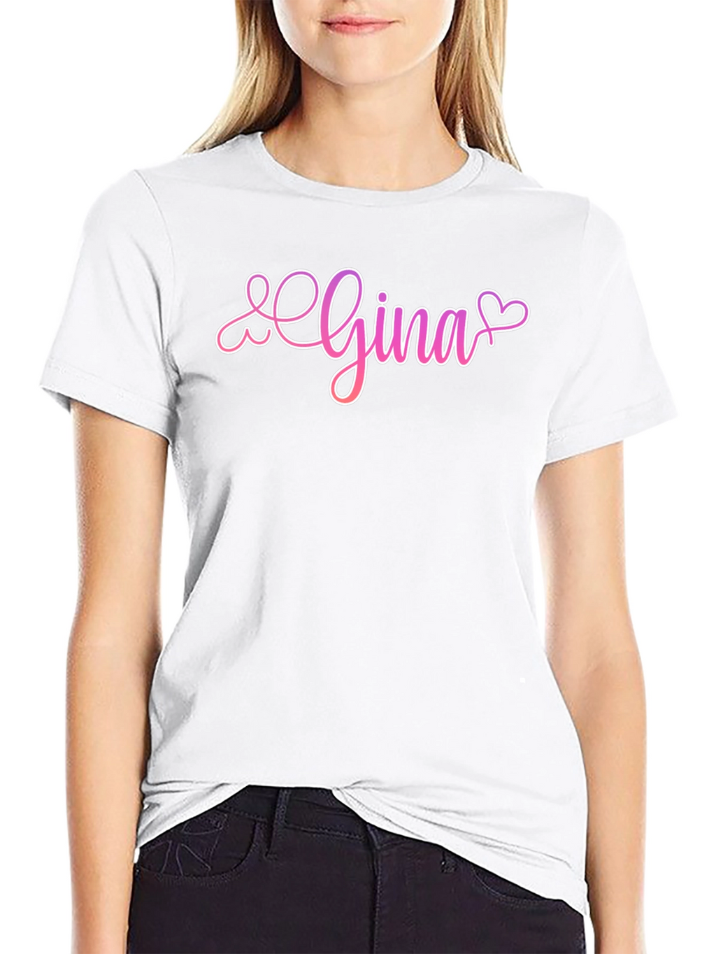 Gina Heart Script Black T-Shirt