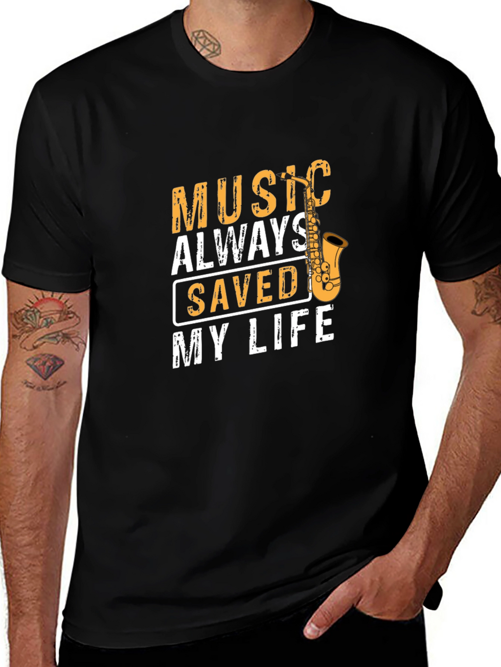 Music Saved My Life T-Shirt - Saxophone Graphic Tee
