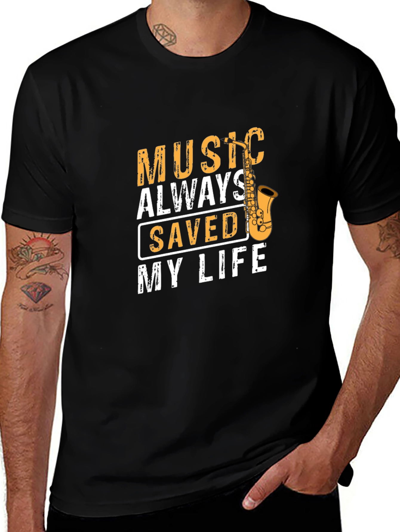 Music Saved My Life T-Shirt - Saxophone Graphic Tee