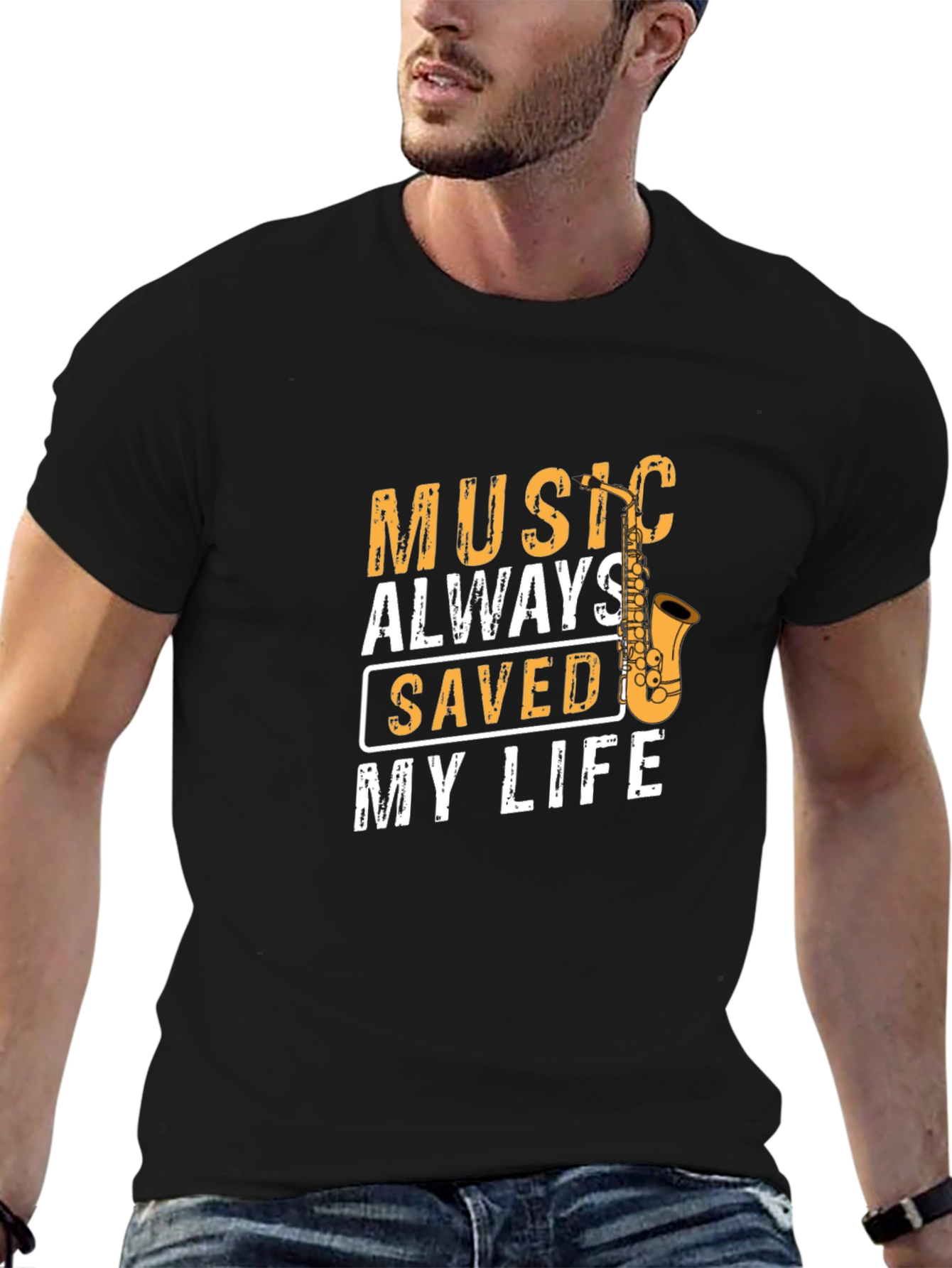 Music Saved My Life T-Shirt - Saxophone Graphic Tee