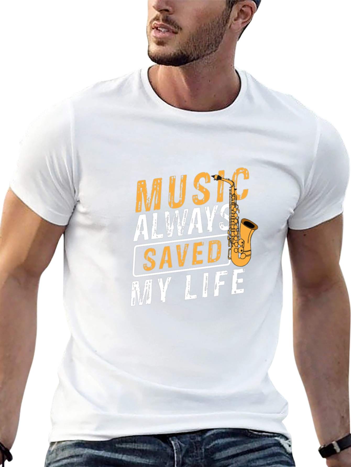 Music Saved My Life T-Shirt - Saxophone Graphic Tee