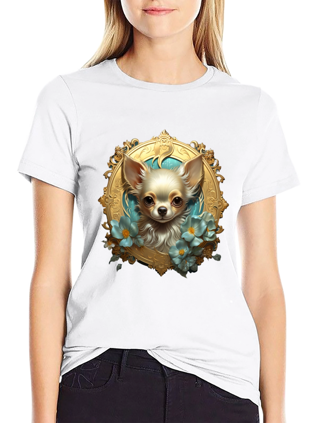 Chihuahua Portrait Black T-Shirt