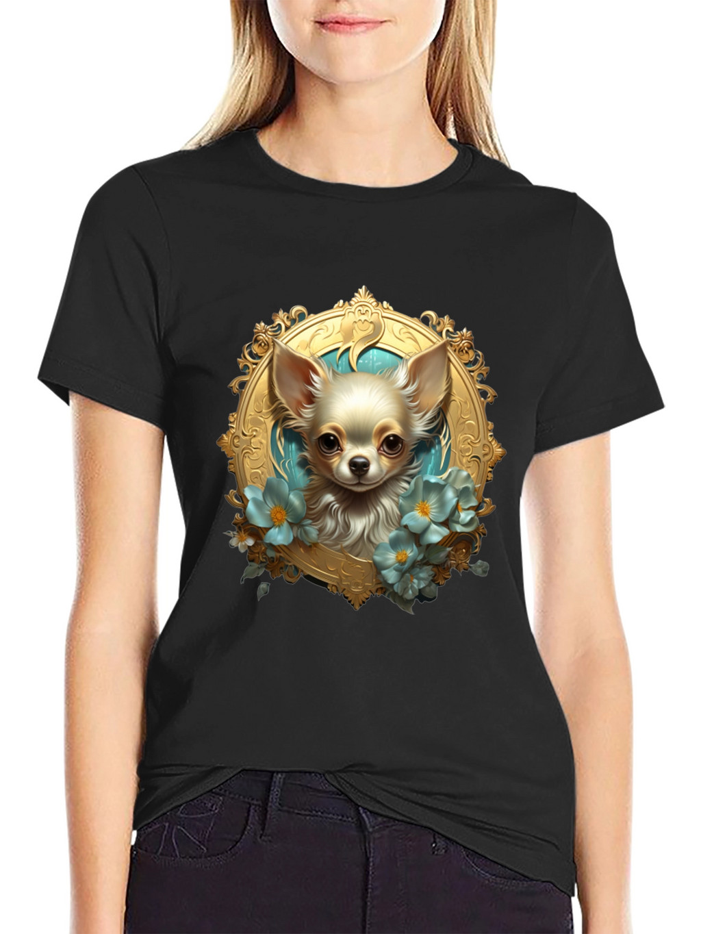 Chihuahua Portrait Black T-Shirt