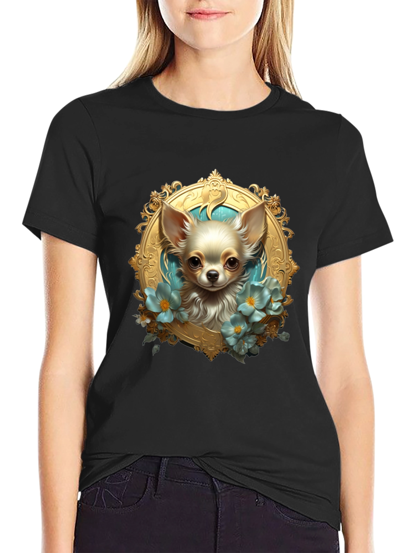 Chihuahua Portrait Black T-Shirt