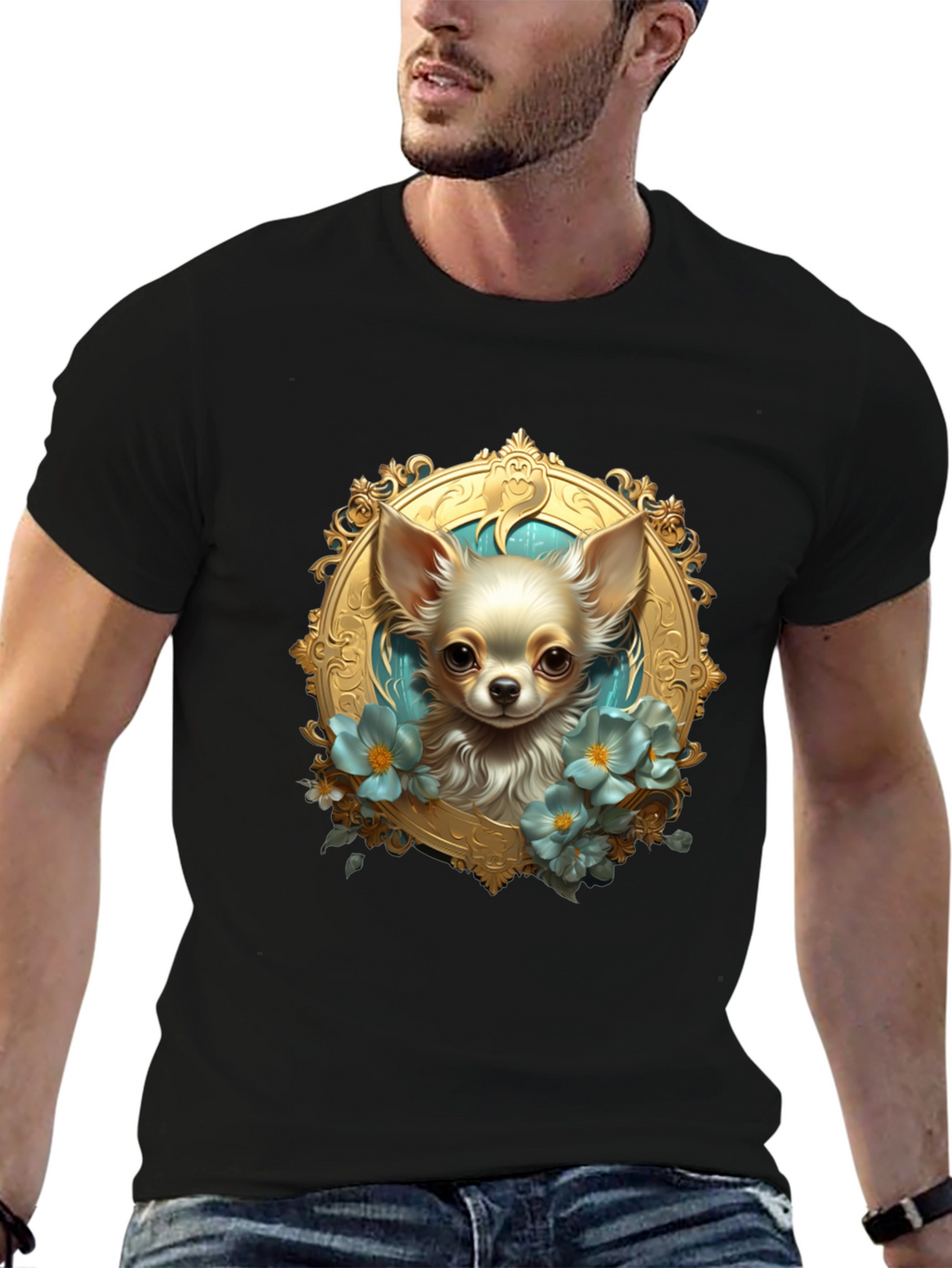 Chihuahua Portrait Black T-Shirt