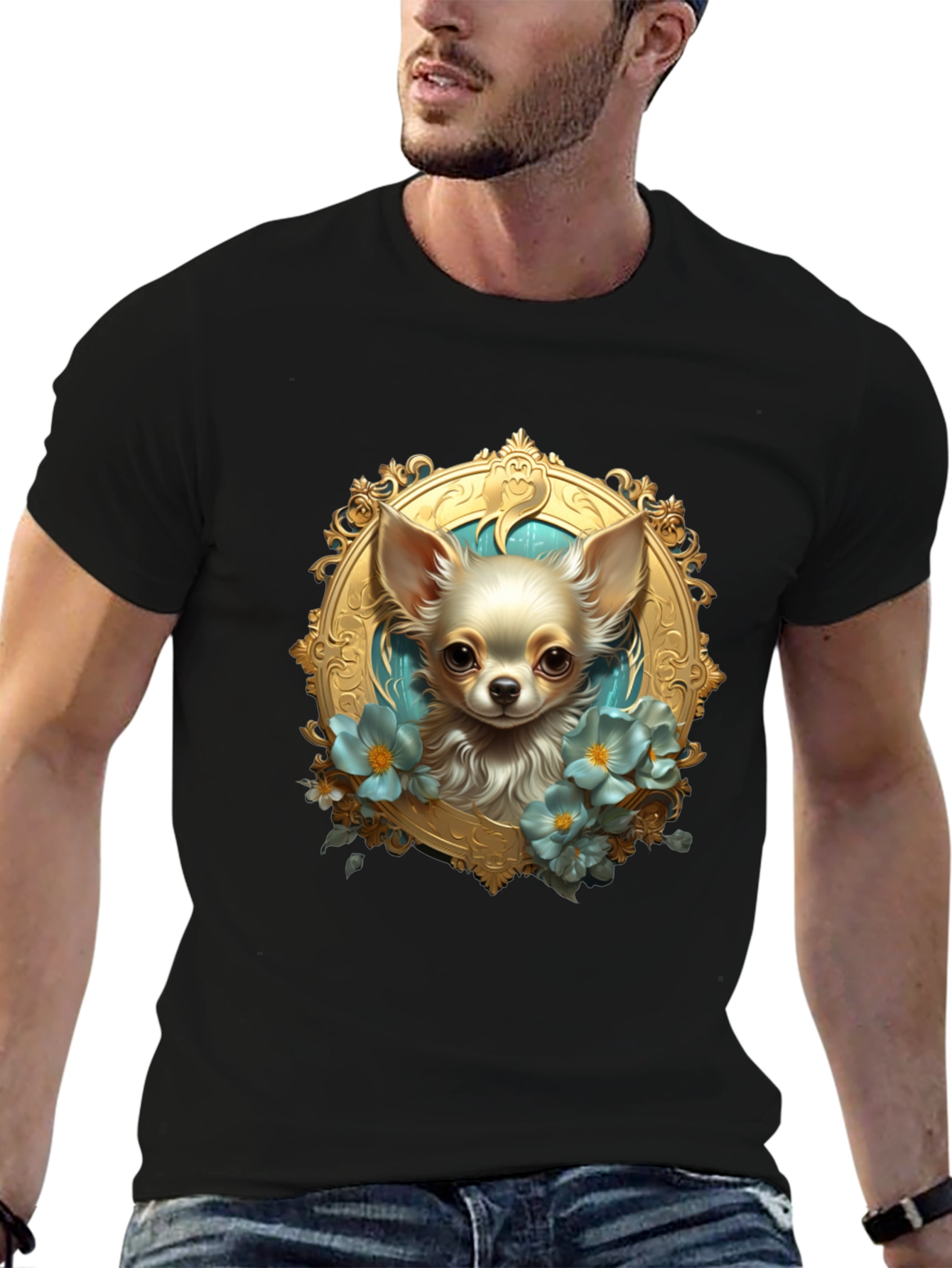 Chihuahua Portrait Black T-Shirt