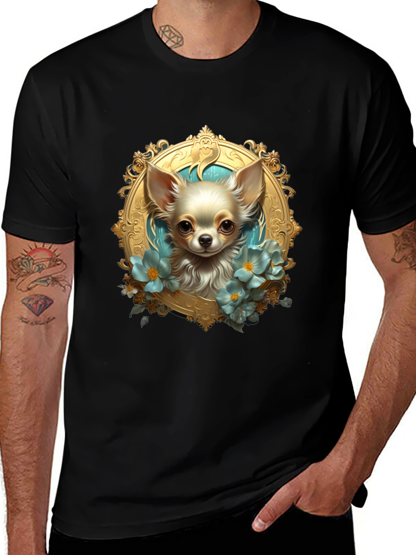 Chihuahua Portrait Black T-Shirt